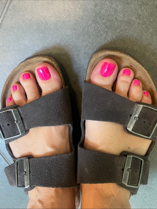 Birkenstock Shoes - Birkenstock Arizona Women’s Double Buckle Suede Sandals - Dark Grey 39